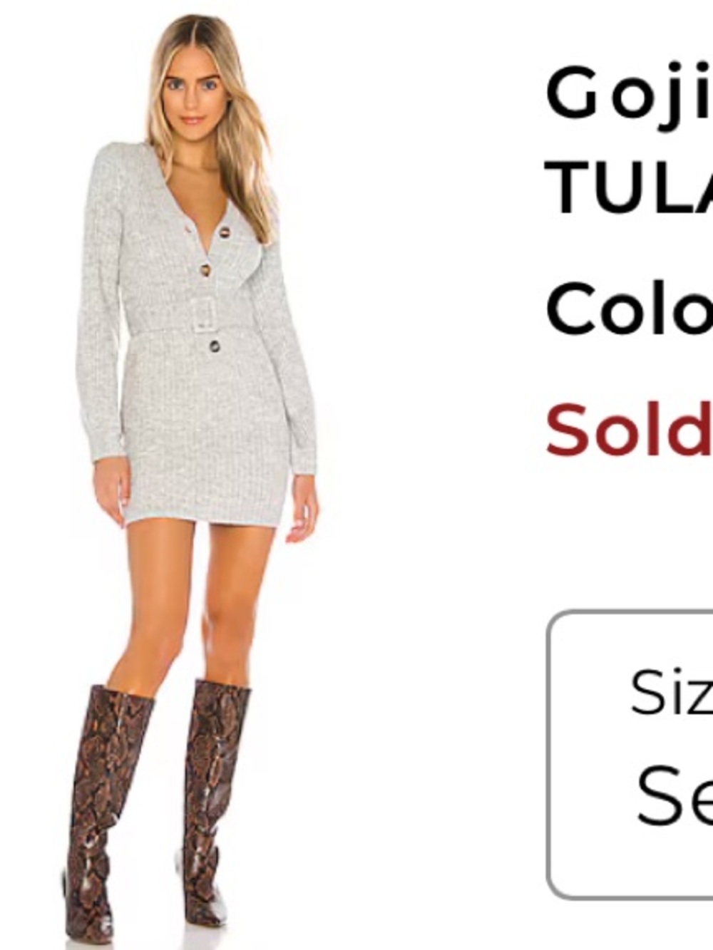 Tularosa Goji Belted Ribbed Sweater Dress in heather gray